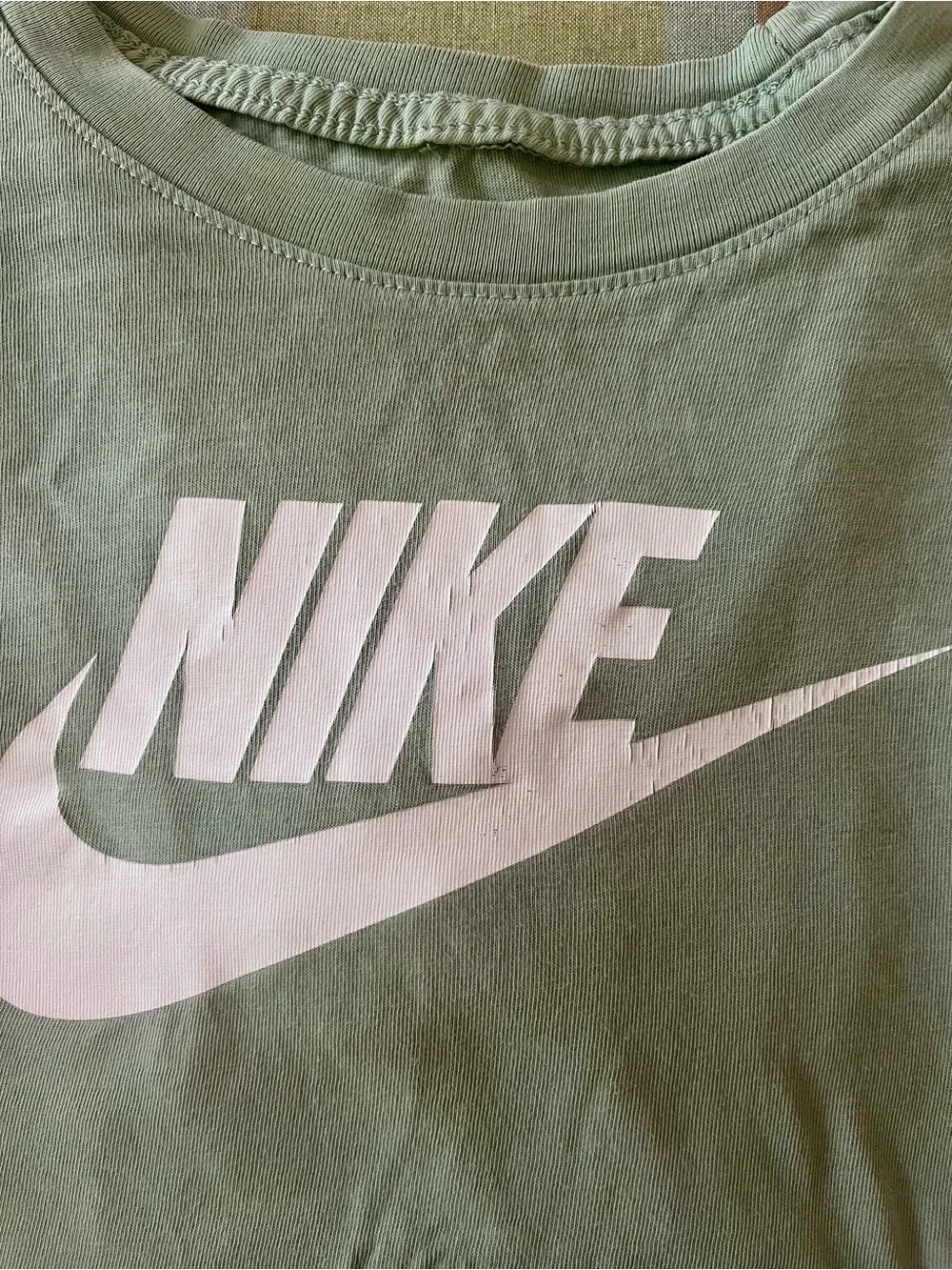 🌿 Nike Sage Green Tee with White Swoosh | Boys Large